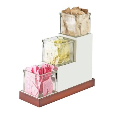 Cal-Mil Cal-Mil 3003-55-12 Luxe Stair Step Jar Display SS Accent with Glass Jars 4-1/2"W x 12-3/16"D x 9"H 3003-55-12